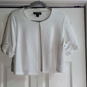 Perceptions White Eyelet Shrug